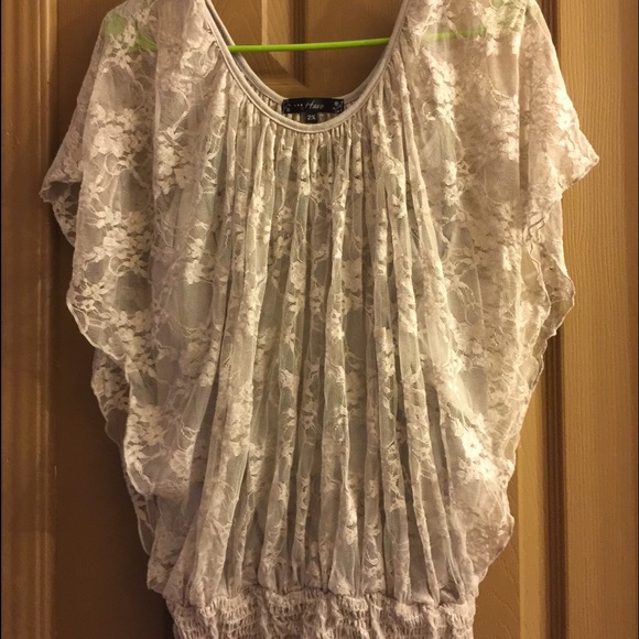 Grey Lace Top