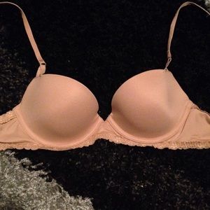 PINK lightly lined Demi nude bra