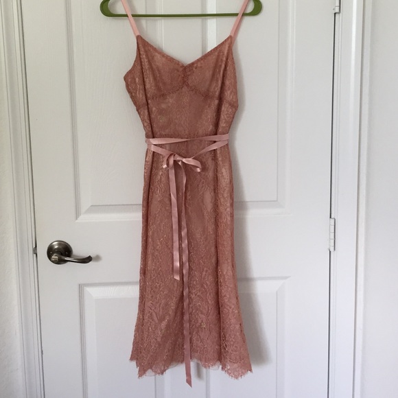 Ann Taylor pink and gold lace dress.