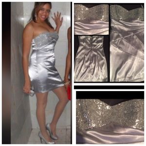 Short formal silver dress