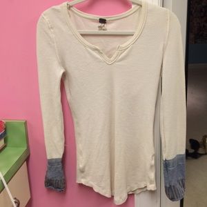 Long sleeve cream free people top