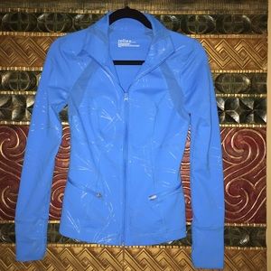 Zella - bright blue jacket with grey pinstripes