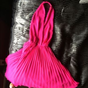 Lulu's Hot Pink Backless Halter Dress