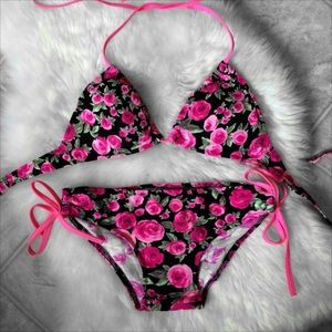 Pink Roses Bikini Swimsuit