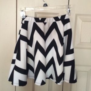 black and white patterened skirt