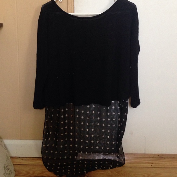 High-lo cross sweater