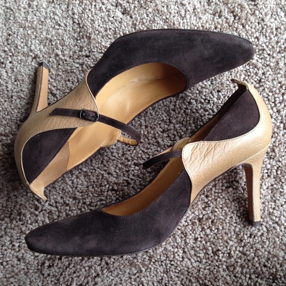 MaxMara Suede and Leather Brown Heels