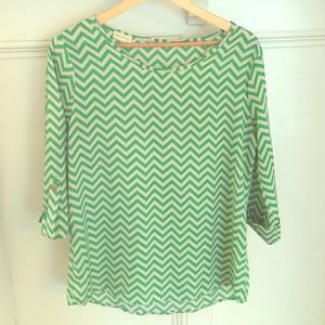 Kelly green chevron blouse - size M/L
