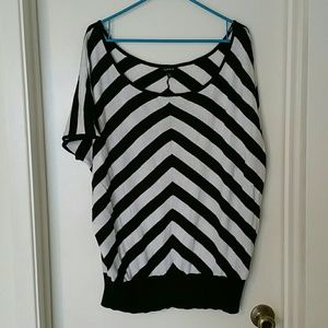 Striped short sleeve sweater