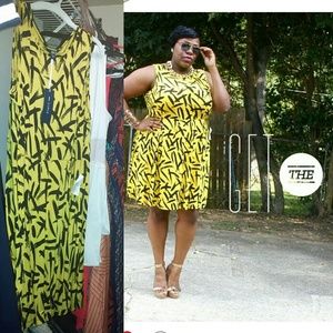 Yellow w/blk strokes dress from ASOS