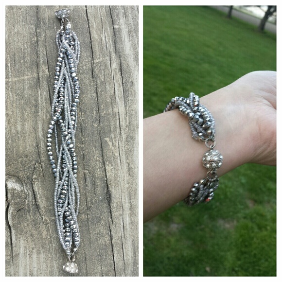 XXSOLDXX Silver Beaded Blingy Bracelet - Picture 2 of 4