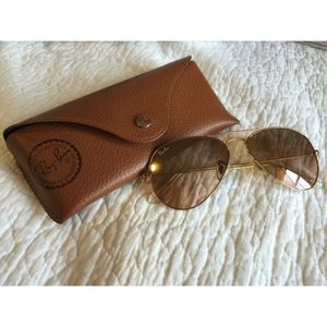 Ray Ban aviators rose tint, gold frame