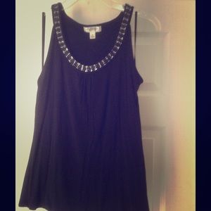 Isaac Mizrahi for Target Black Beaded Tank
