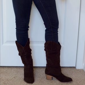 Brown Faux Suede Boots