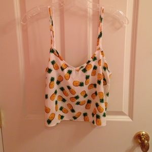 pineapple print crop top NWOT
