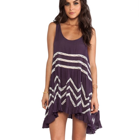 Free people voile & lace dress in eggplant