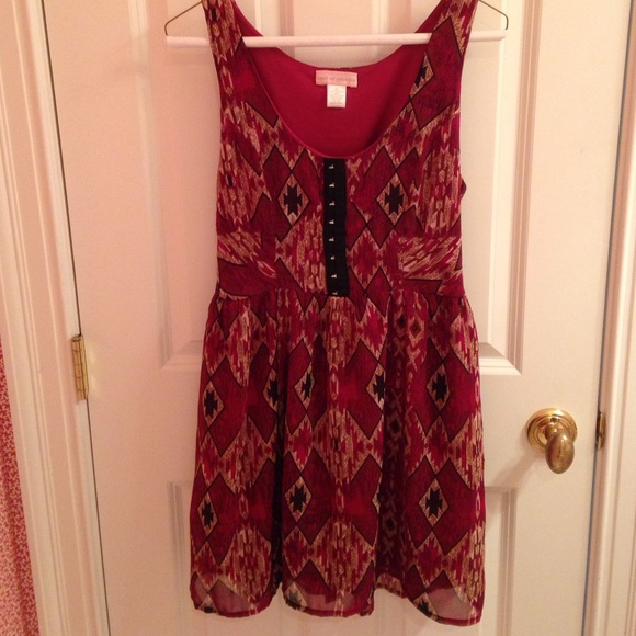 red pattern dress
