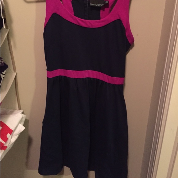Navy blue and magenta dress