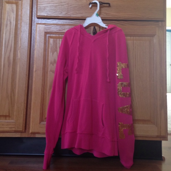 pink "love " sweatshirt
