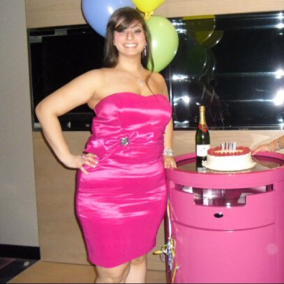 Pink strapless cocktail dress!