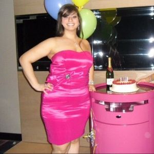 Pink strapless cocktail dress!