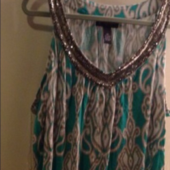 INC Teal & White Tank
