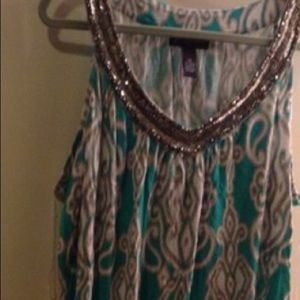 INC Teal & White Tank