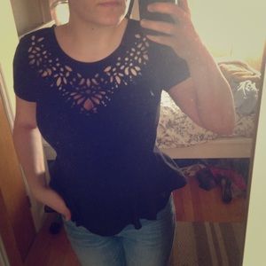 Baroque Cutout Peplum Blouse