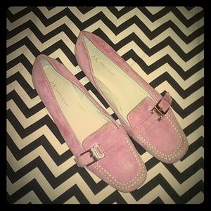 Pink suede Anne Klein loafers