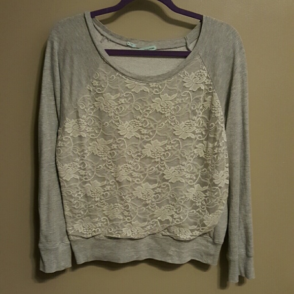 Grey top with lace on front