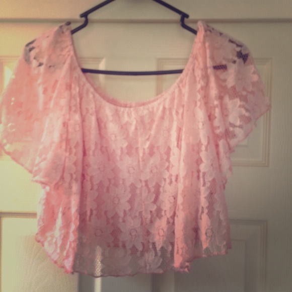 Pink lace crop top