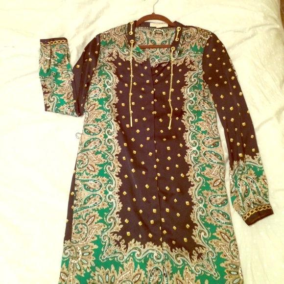 MICHAEL KORS Paisley/Stud Print  Chain Dress