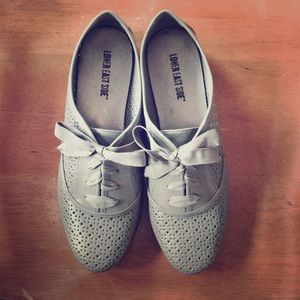 Topey grey lace-up Oxford style flats. OBO