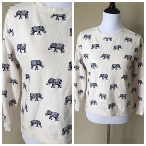 Cream high/low top with blue elephants