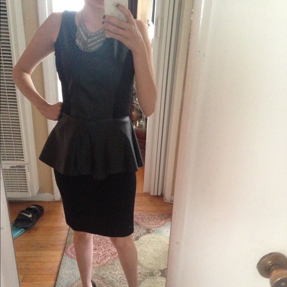 Leather black peplum top