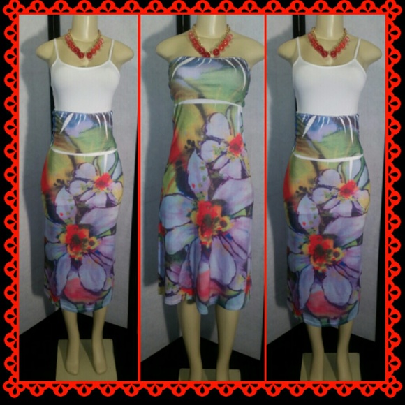 Floral Sprouts Print Maxi Skirt Dress - Picture 2 of 2