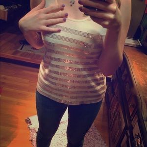 Sequin embellished express tank top.