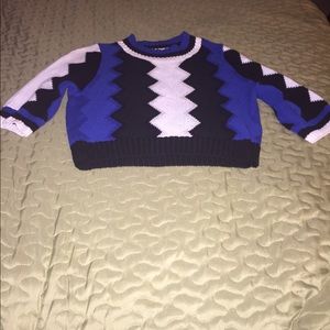 Black, Royal Blue White Patterned Women's Sweater
