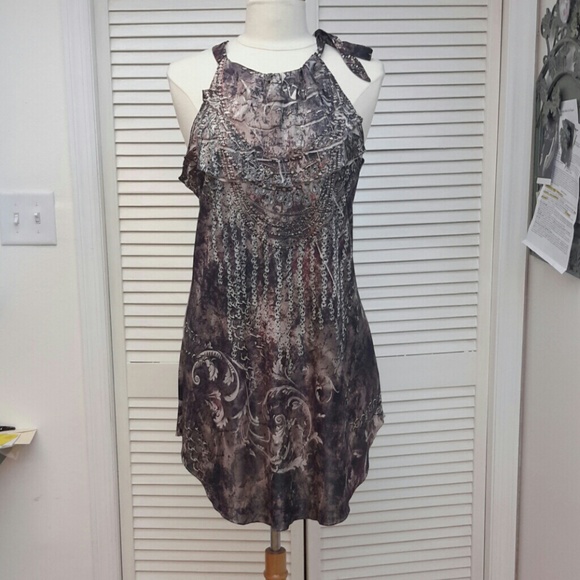 Rhinestone Lingerie Sleep shirt w/ Tie strap