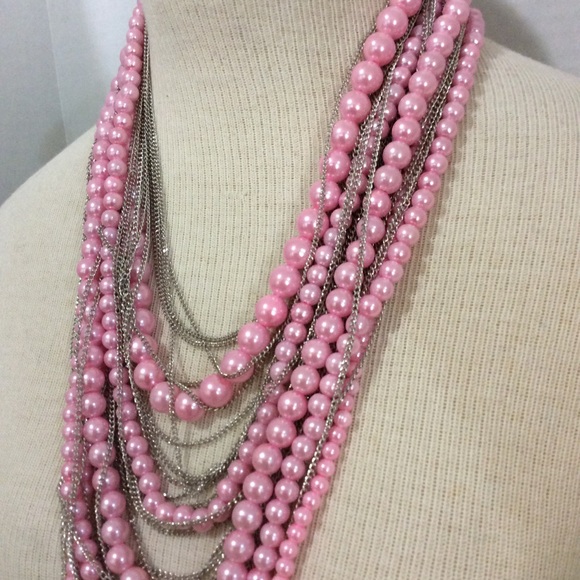 Pink stunning statement pearls necklace new - Picture 2 of 2