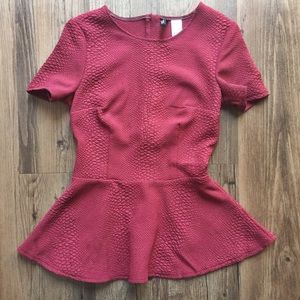 H&M Textured Peplum Blouse