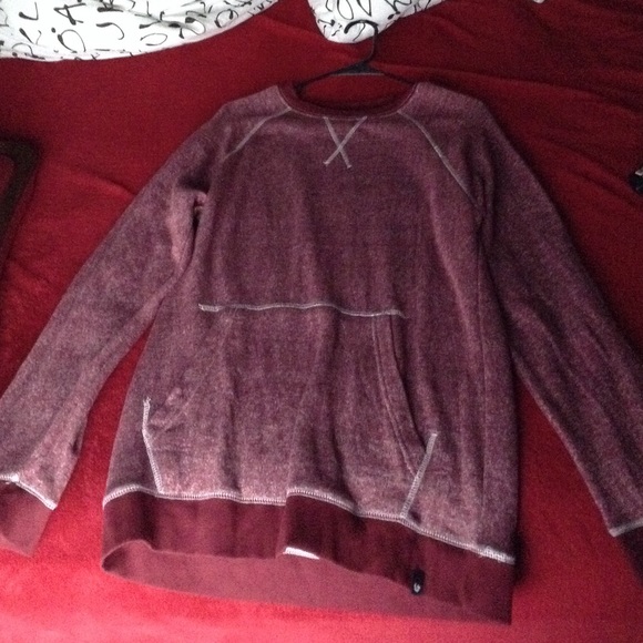 Red and white sweat shirt