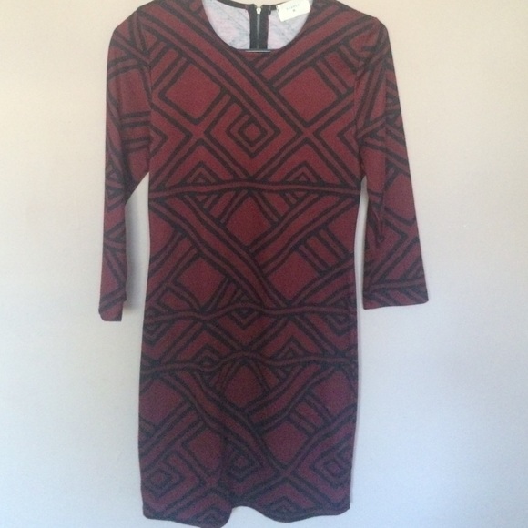 Printed burgundy dress