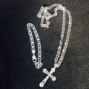 Men's Heavy SS chain 24" with bracket and cross