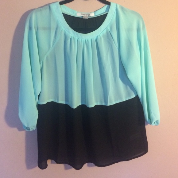 Forever 21 Aqua and black blouse