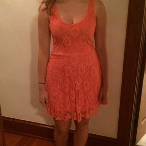 Host pick!! Coral lace overlay dress