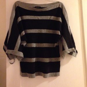Black and silver striped light weight sweater