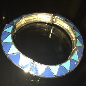 Bracelet Blue & Turquoise Metal with Elasticised