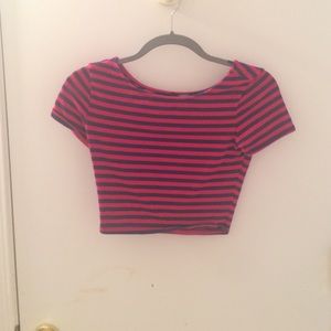 Forever 21 Blue and Red striped crop top