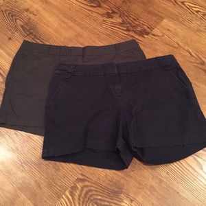 2 pair J Crew chino shorts- navy and charcoal